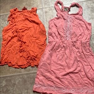 Coral tank and pink dress